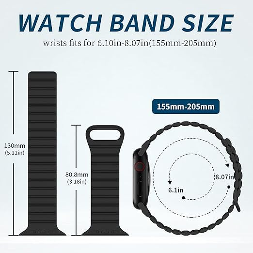 Image of Silicone Magnetic Band Compatible with Apple Watch 38mm 40mm 41mm 42mm 44mm 45mm 49mm, for Series Ultra 9 8 7 SE 6 5 4 3 2 1 Women Men |Watch Not Included (Black, 38mm /40mm /41mm)