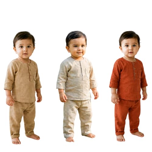 Image of Baby Boys Night Suit 3 /4 Sleeves Co-Ord Nightwear Set - Pure Cotton- Soft, Comfy & Perfect for Sleep Time