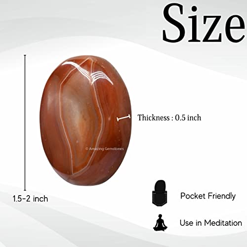 Image of Amazing Gemstone Carnelian Crystals and Healing Stones - Large Palm Stone Crystals Piedra - Crystal for Good Luck, Balanced Positive Energy, Meditation - Unique Stocking Stuffers, Gifts for Women, Men