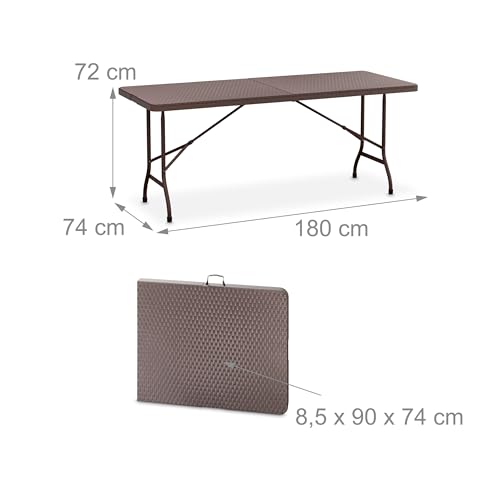 Table de jardin pliante 8 places gain de place marron plastique solide