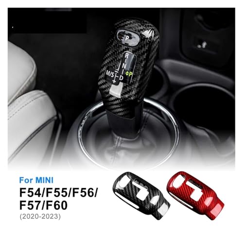 Couvercle pommeau de vitesse carbone rouge pour habitacle Mini Cooper