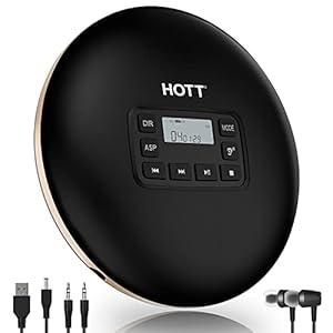 HOTT CD611 Tragbarer CD Player Discman Walkman Compact Player, CD-Player Tragbar MP3-CD Player mit Kopfhörern antishock…