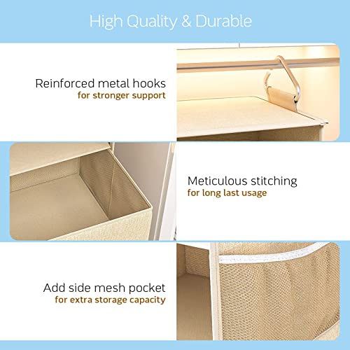 Moninxs Hanging Closet Organizer 6-Shelf, Hanging Shelves For Closet With 3 Divisible Drawers & Side Pocket, Linen, 11.4''W X 12''D X 43.3''H, Beige #TOP7