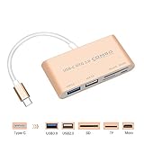 GZCRDZ USB-C OTG Hub, USB-C to USB 3.0+USB 2.0+TF/SD/MicroSD Card Reader+Micro USB Power Charging...