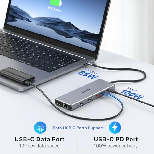 Image of USB C Docking Station 3 Monitors Laptop Dual Monitor Multiport Adapter Dock Dongle, USBC to 2 HDMI,DisplayPort,PD Charging,Ethernet,7 USB C /A 3.1 /3.0 /2.0 Ports,Audio