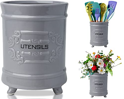 Porta utensilios de cerámica francesa - Cesta de utensilios de cocina de estilo vintage -...