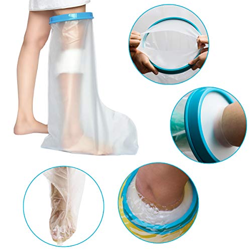 Leg Waterproof cast Cover, Adult Transparent Waterproof Leg/Foot Protector for Shower, 42 inches, Adult Long Legs