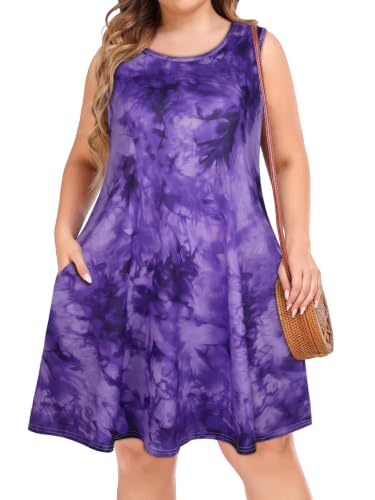 Image of elescat Plus Size Summer Dresses for Women Sleeveless Pockets Beach Tshirt Tank Sundress 2026