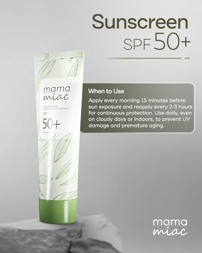 Image of MAMAMIAC Green Tea Sunscreen SPF 50+ Broad Spectrum UVA /UVB - 50ml | No White Cast, Skin Tanning, Hyperpigmentation | For Oily, Combination, Acne Prone Skin