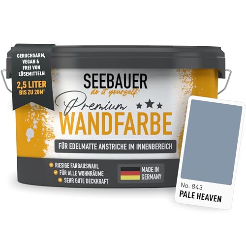 SEEBAUER diy Peinture murale bleu pour intérieur (No. 843 Pale Heaven 2,5 Litre) Tons bleu haute opacité