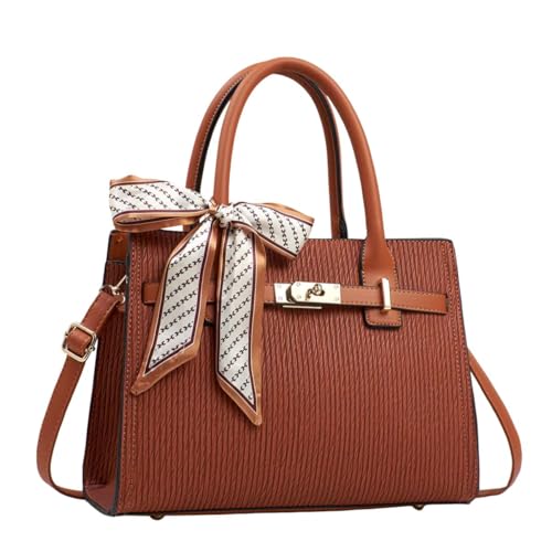 ALWY Bolsa Feminina Média Alça Transversal Removível Estilo Birkin Social Elegante (Caramelo)