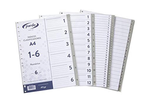 Pardo 656001 - PP Divider Folio Numbered 1-31, Grey