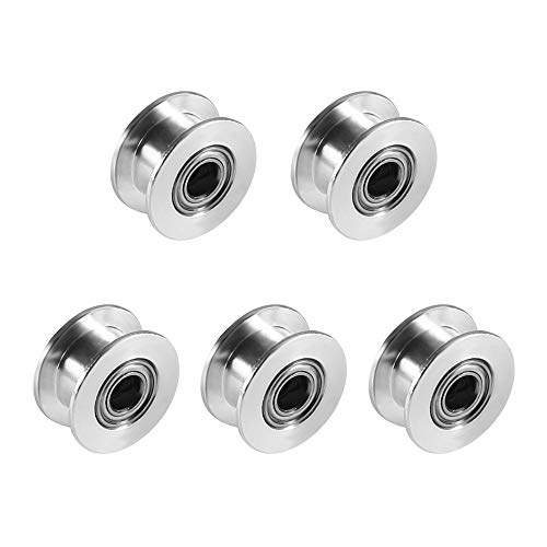 Dorhea Gt2 5Mm Bore Aluminum Toothless Timing Belt Idler Pulley With Bearing For 3D Printer Accessories Belt Width 6Mm Timing Belt (Pack Of 5 Pcs) #TOP4
