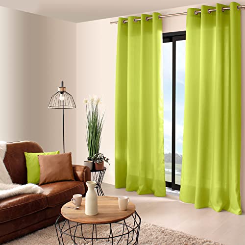 Enjoy Home 2015AN140240 Rideau Bachette Polyester avec 8 œillets 140x240cm Anis, 240x140 cm