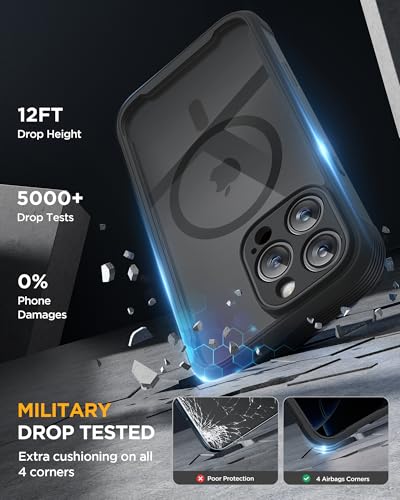 Image of miracase Privacy for iPhone 16 Pro Max Case, 25 Anti-Spy, Black | Built-in Privacy Screen Protector, Compatible with MagSafe, Full Camera Protection, 360 Full Body Shockproof Phone Case 6.9 inch