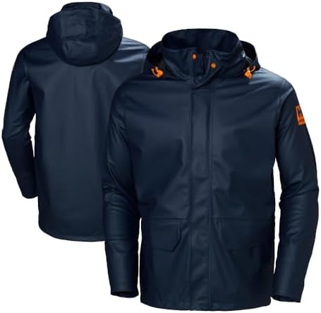 Helly-Hansen Workwear Gale Waterproof Jackets for Men Made from Heavy-Duty Polyurethane on Polyester Knit for High Mobility