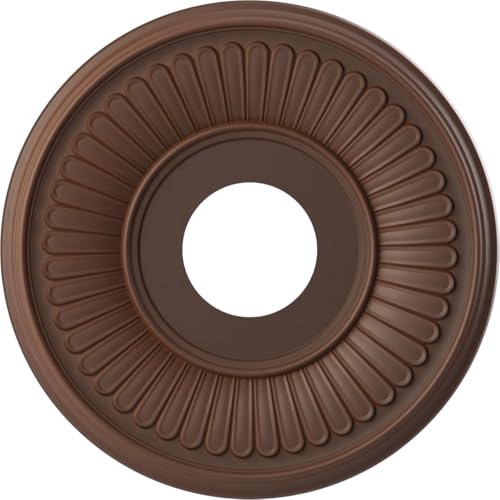 Image of Ekena Millwork CMP13BEDRU Berkshire Thermoformed PVC Ceiling Medallion (Fits Canopies up to 5 3 /4 inch), 13 inchOD x 3 1 /2 inchID x 3 /4 inchP, Universal Aged Metallic Rust