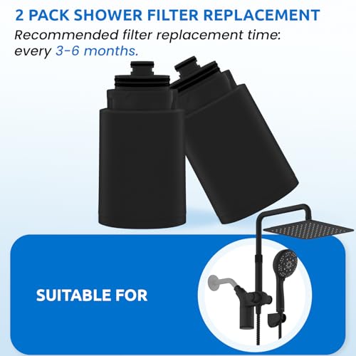 Ryamen Shower Head Filters Replacement ONLY for Dual 10" Filtered Shower Head Combo, Effective Chlorine Removal Rate≥90%, 2-Pack (Black) by Ryamen - Used condition - Image 2