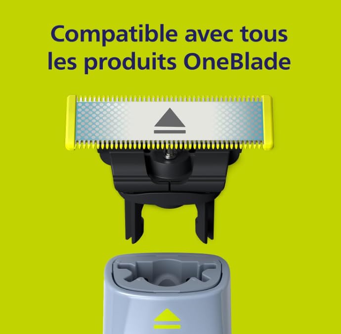 Philips OneBlade - Lame di ricambio anti-attrito 4 lame (2 x 2), compatibili con rasoio elettrico da uomo, viso e corpo, tecnologia anti-irritazione, fino a 16 mesi, modello QP225/5