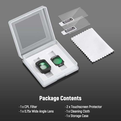 NEEWER Lens Filter Set Compatible with DJI Osmo Pocket 3 / Pocket 4 / Xtra Muse, Magnetic CPL Filter, 0.75x Wide Angle Lens 108° FOV, Screen Protector Accessories, FL-B29 - image 8