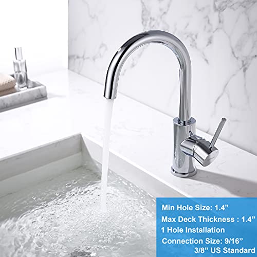 Single Hole Bar Faucet Chrome, Wipphs Small Kitchen Sink Faucets With Hot And Cold Supply Lines, Single Handle Lead-Free Modern Wet Bar Faucet #TOP3