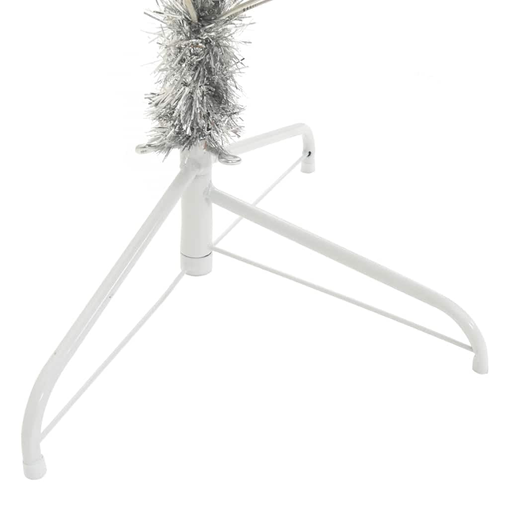 Árbol de Navidad artificial plateado con soporte, 240 cm, semicircular, 1050 ramas de PET, soporte estable de acero para salón, pasillo, balcón, terraza, Adviento, decoración navideña