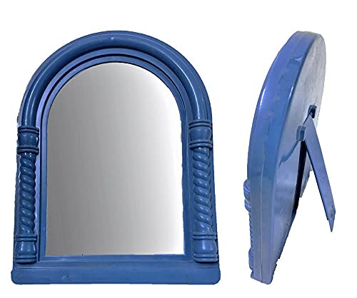 Natural Plastic Toyota Medium Size Mirror Blue Color, Semicircular, Dresser Mount, Framed