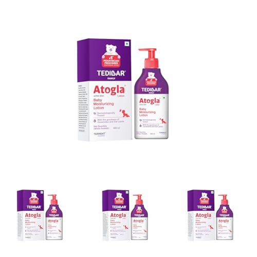 Image of Atogla Baby Lotion 400ml from Tedibar Family with goodness of ceramides and oat lipids | No. 1* Pediatrician prescribed Moisturising Lotion- By Torrent Pharma (Pack of 4)