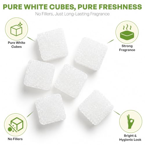 Image of Pure White Urinal & Sanitary Cubes Pack of 12, Air Freshener Deodorizer for Toilets, Bathrooms & Washbasins - Long-Lasting Freshness for 30 Days, Eliminates Odours, Easy to Use, 300g