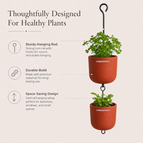 Image of Habere India-All the Cultures Fabricating India Pot for Plants | Flower Pots for Garden, Dining Table & Home Decor | Terracotta Flower Pot for Living Room Decoration (Red, Dia15 x H15 cm)