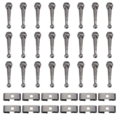 CHGCRAFT 36pcs Bolo Tie Findings Kit with 24Pcs Bolo Tie Tips Replacement End Caps and 12pcs Bolo Tie Slide Clasp Bolo Tie Supplies for Bolo Tie Making, Antique Silver