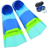 Nagiee Swim Fins, Kids Swim Flippers for Lap Swimming, Comfortable Silicone Flippers with Mesh Bag, Travel Size Swimming Flippers for Women Youth Adults