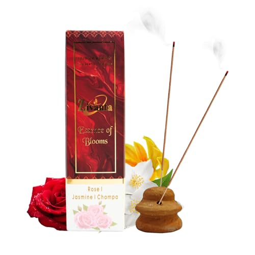 Zivanta Essence of Blooms Incense Sticks – Rose, Jasmine & Champa Blend (3 Fragrances) – 9