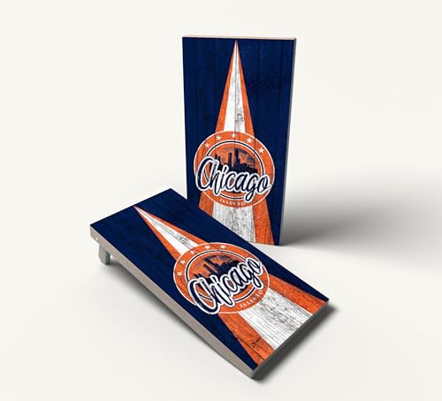 Pair of Waterproof Cornhole Board Wraps- Decals ONLY- Chicago Sports Colors (Wood Grain) - Laminated - Easy to Apply