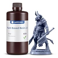 ANYCUBIC Plant Based Resin 2.0, Geruchsarmer 3D Drucker Resin, Verbesserte Zähigkeit, Biegefestigkeit, Nicht leicht zu brechen, UV Photopolymerharz für für 405-nm-LCD-3D-Drucker, Grau 1000g