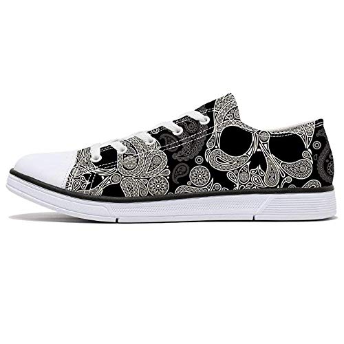 FIRST DANCE Women Skull Shoes Printed Cool Paisley Print Fashion Sneakers for Teen Men Boys Girls Student Canvas Shoes for Ladies2