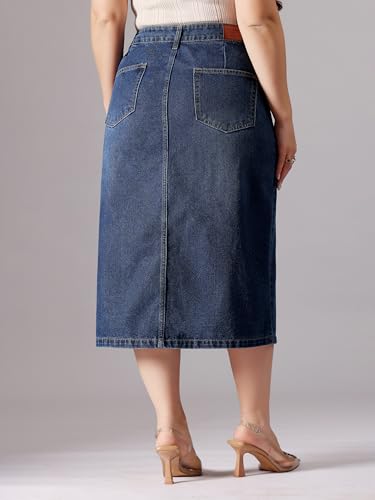 Image of Miss Chase A+ Women's Regular High Rise Mild Distress Regular Denim Skorts