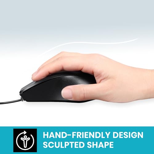 Image of Perixx PERIMICE-221U Wired Ergonomic USB Mouse - 4.9 Ft Cable - Optical 1000 DPI Design - Black