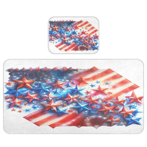 Takiito Patriotic Stars Baby Cooling Mattress Pad, Soft & Breathable Cooling Mat Keep Baby Cool in Summer 28x52 in, Nursery Essential