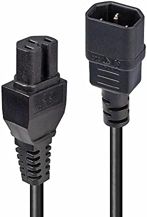 LINDY 30314 2m Hot Conditioned IEC Extension Cable IEC C14 to IEC C15 Power Lead - Black