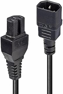 LINDY 30314 2m Hot Conditioned IEC Extension Cable IEC C14 to IEC C15 Power Lead - Black