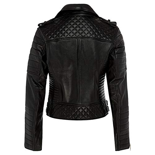 Veste de moto en cuir véritable femme protégeant du vent L