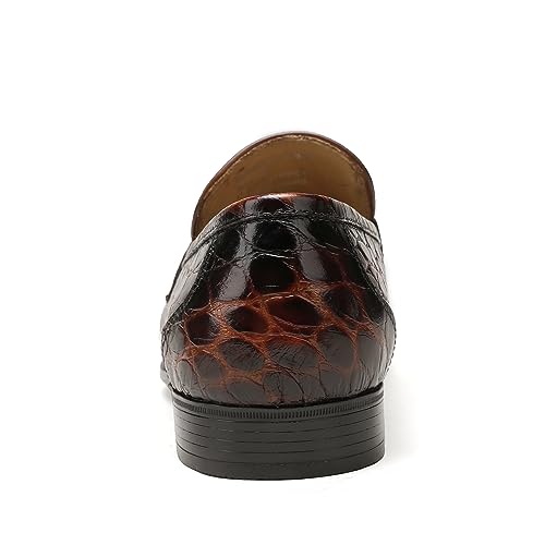 Image of Classic Leather Dress Shoes for Men, Premium Alligator Printed Bussiness Dress Slip on Loafer for Mens