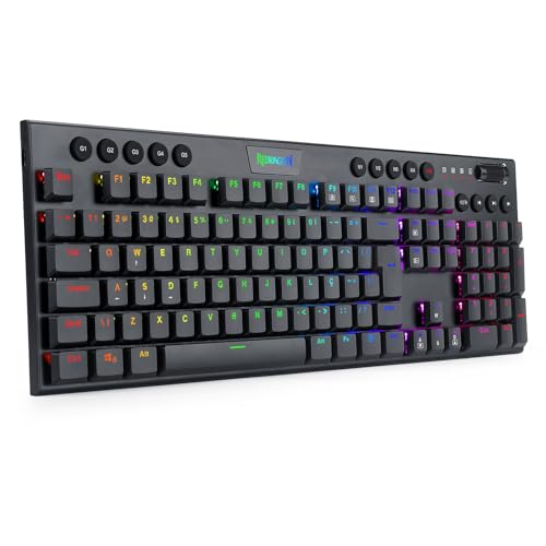 Teclado mecânico Low Profile Redragon Horus Preto Switch Brown
