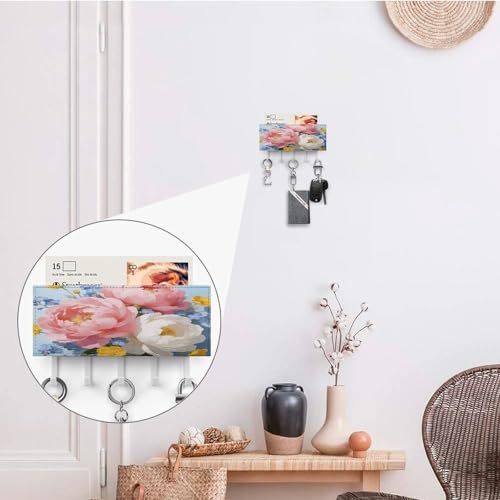 Llavero de pared estético para el pasillo con organizador de cartas autoadhesivo 5