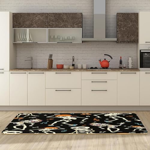 2 alfombrillas de cocina lavables con estampado de notas musicales 3