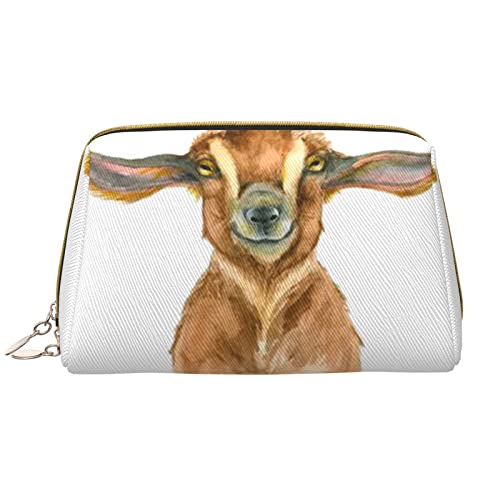 Trousse de maquillage en cuir de chèvre blanc pour femme et fille rangement cosmétique compact