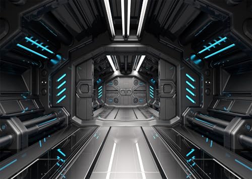 Loccor 7x5ft Fabric Spaceship Interior Backdrop Sci-fi Space Station Corridors