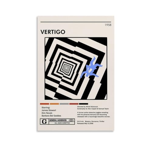 WZHDUDU Vertigo - Póster decorativo de películas y series de televisión clásicas y maravillosas, pintura decorativa para dormitorio, 50 x 75 cm, estilo sin marco