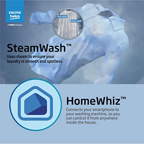 Image of Voltas Beko 7.0kg, Inverter, 5 Star Front Load Washing Machine (WFL7010VTSS, Silver), Steam Wash,Stain Expert